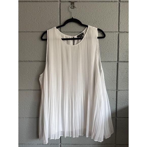 Women's Halogen Plus Size Pleated Flowy White Tank size 3X Careerwear Minimalist - Picture 1 of 3